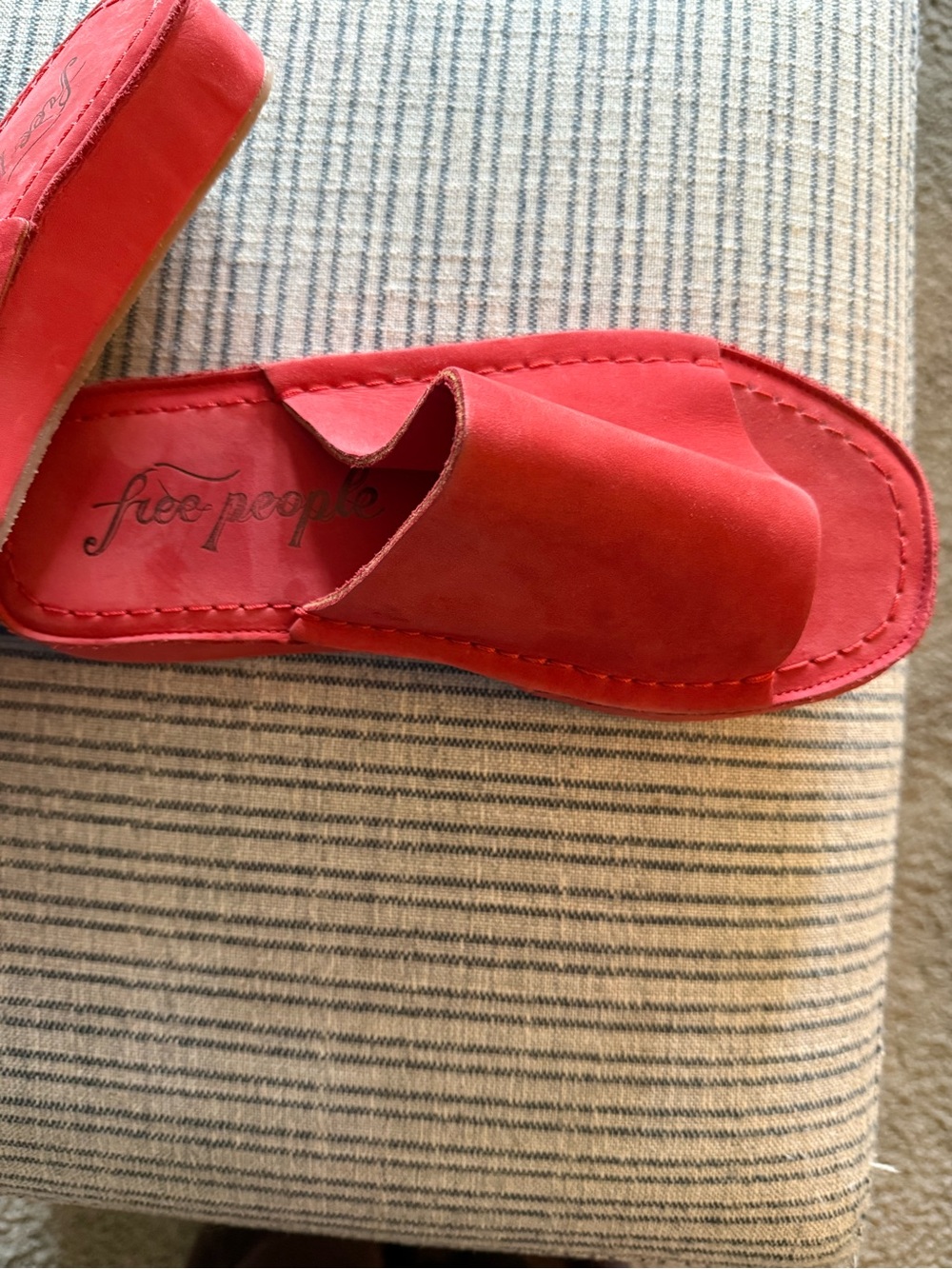 Free People Red Suede Slide Sandals - Picture 2 of 6